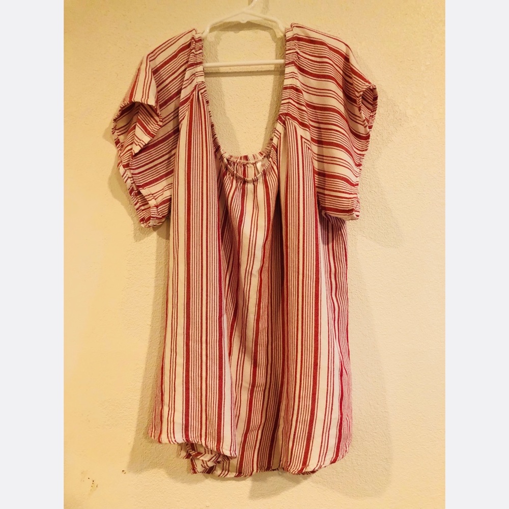 Red and white stripped shirt